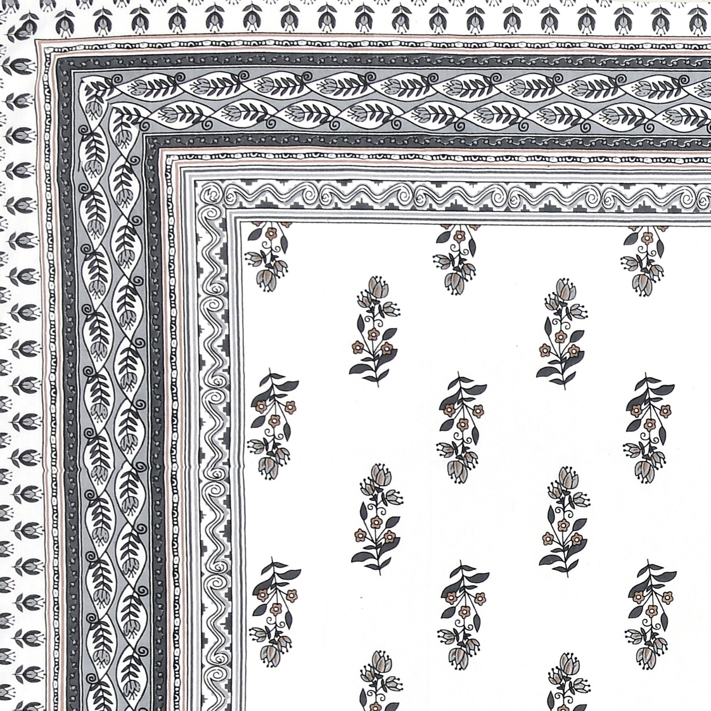 Kalakriti Phoolwari Blush Pure Cotton Double Bedsheet with 2 Pillow Covers