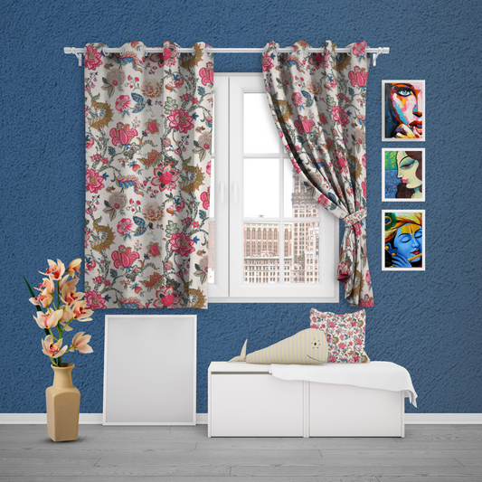 FLORAL FIESTA ANOKHI HOME WINDOW CURTAIN 5 feet Long x 3.75 Width