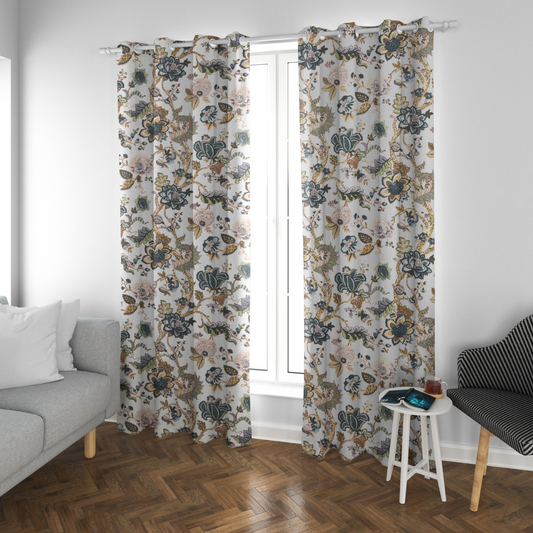 DUSKY PETALS ANOKHI HOME WINDOW CURTAIN 7 FEET LONG X 3.75 WIDTH