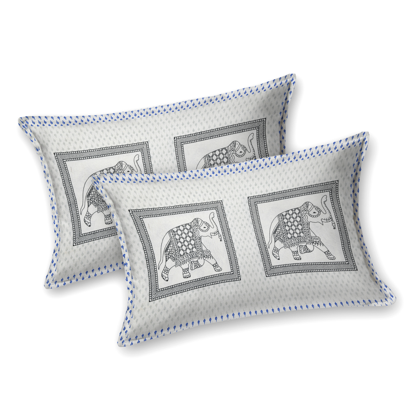 Kalakriti Hathi Darbar Pure Cotton Double Bedsheet with 2 Pillow Covers