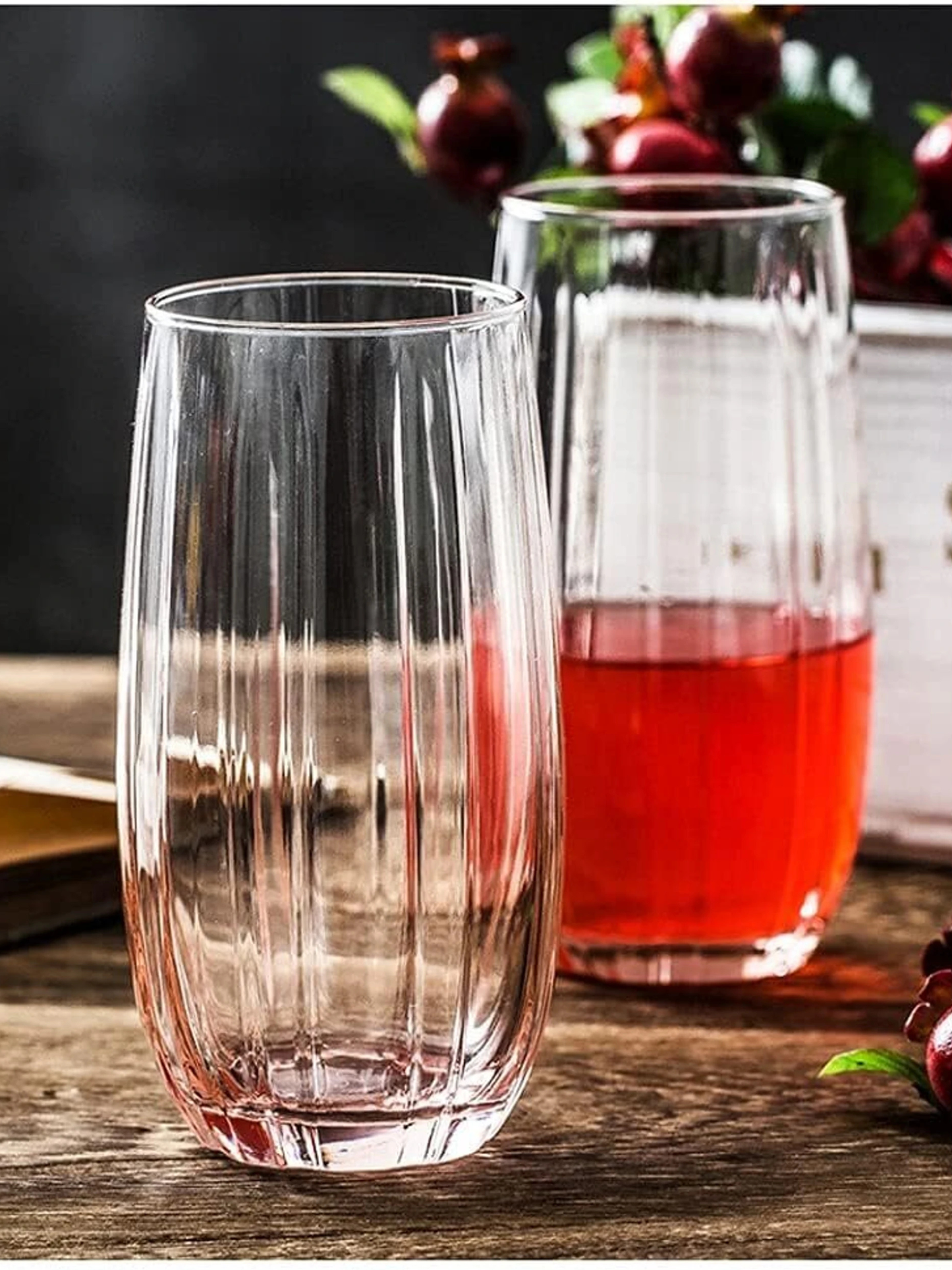 Luxe Tall Ribbed Glass Set Of 6 (400 ML)