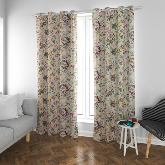 CHIRPING FLORALS ANOKHI HOME WINDOW CURTAIN 7 FEET LONG X 3.75 WIDTH