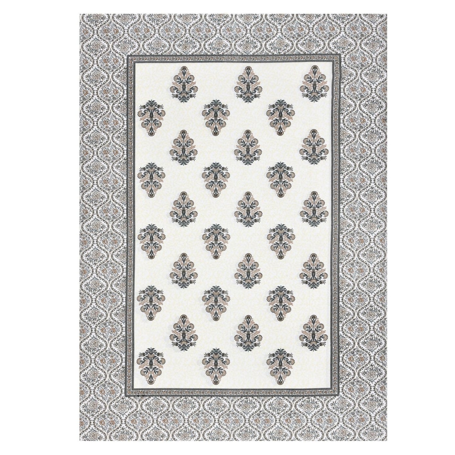 Green Garden Glory Sanganeri Single Bedsheet with 1 Pillow Cover Printed Flat Bed Sheet (60" x 90")