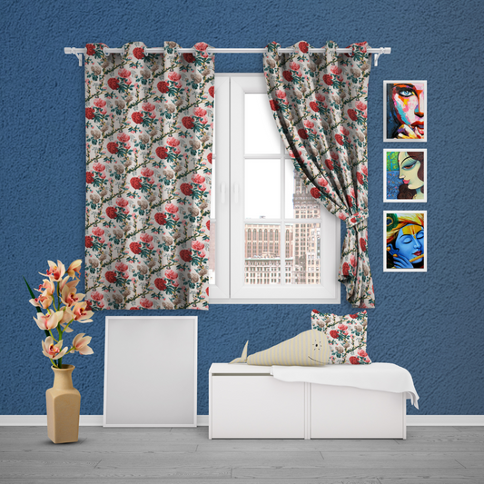 ROSETTE BLOOM ANOKHI HOME WINDOW CURTAIN 5 feet Long x 3.75 Width
