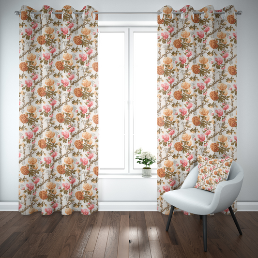 AUTUMN GARDEN ANOKHI HOME WINDOW CURTAIN 9 FEET LONG X 3.75 WIDTH PAIR