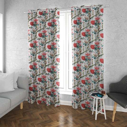 ROSETTE BLOOM ANOKHI HOME WINDOW CURTAIN 7 FEET LONG X 3.75 WIDTH