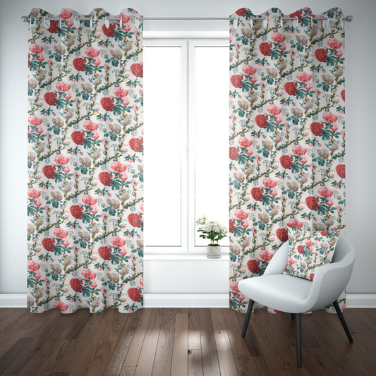 ROSETTE BLOOM ANOKHI HOME WINDOW CURTAIN 9 FEET LONG X 3.75 WIDTH PAIR