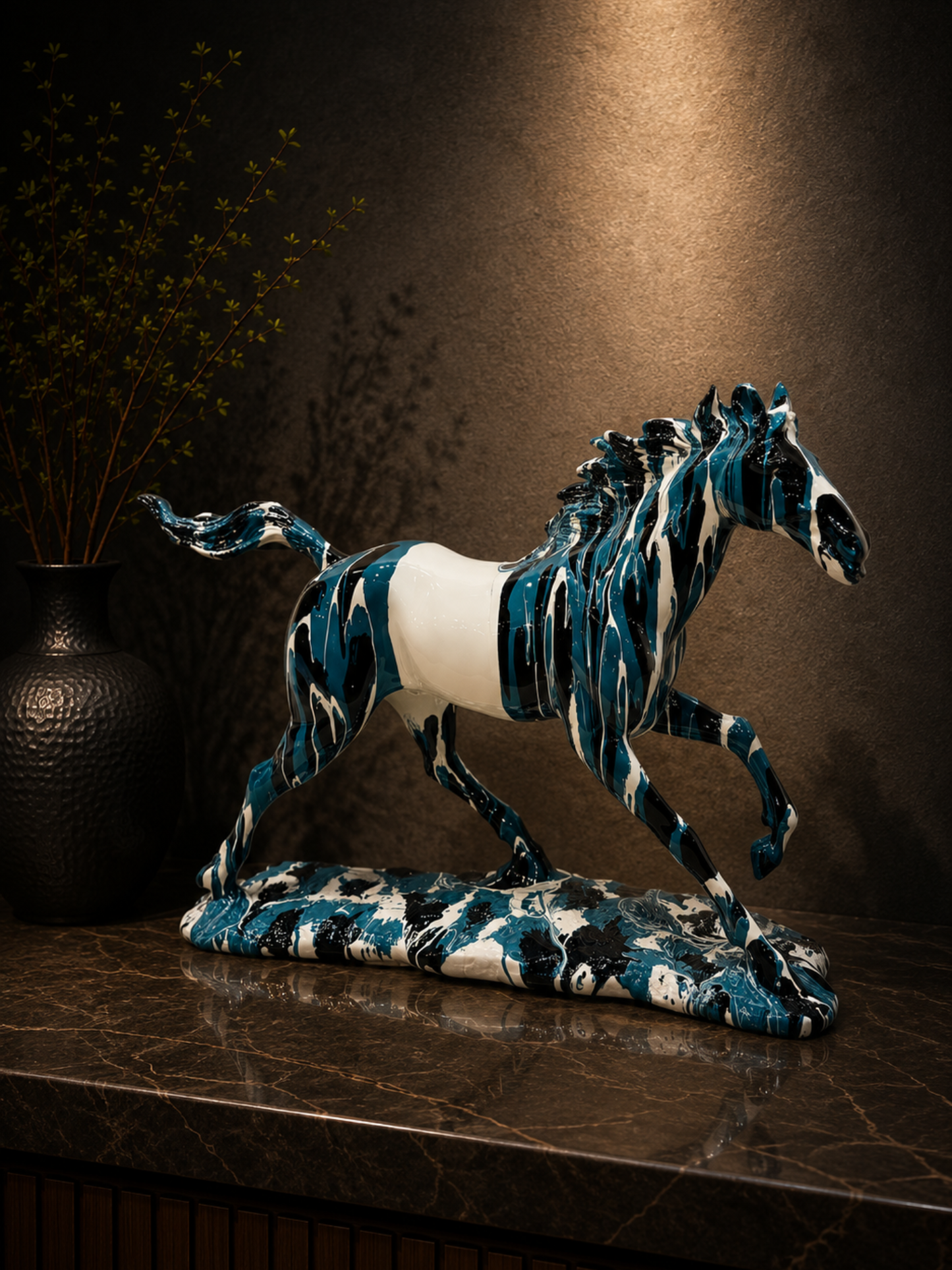 Ocean Blue Galloping Horse Showpiece