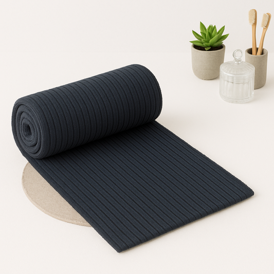 Midnight Black - Solid Waffle Cotton Soft Towel Set : 1 Bath Towel and 2 Hand Towels