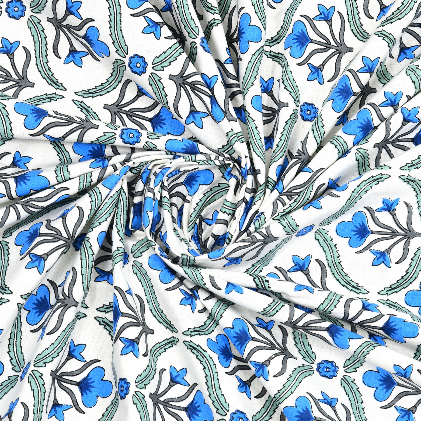 Kalakriti Indigo Charm Pure Cotton Double Bedsheet with 2 Pillow Covers