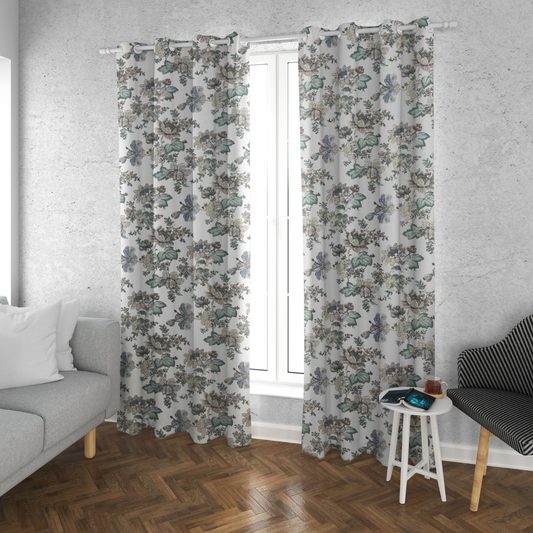 ICY BLOOM ANOKHI HOME WINDOW CURTAIN 7 FEET LONG X 3.75 WIDTH