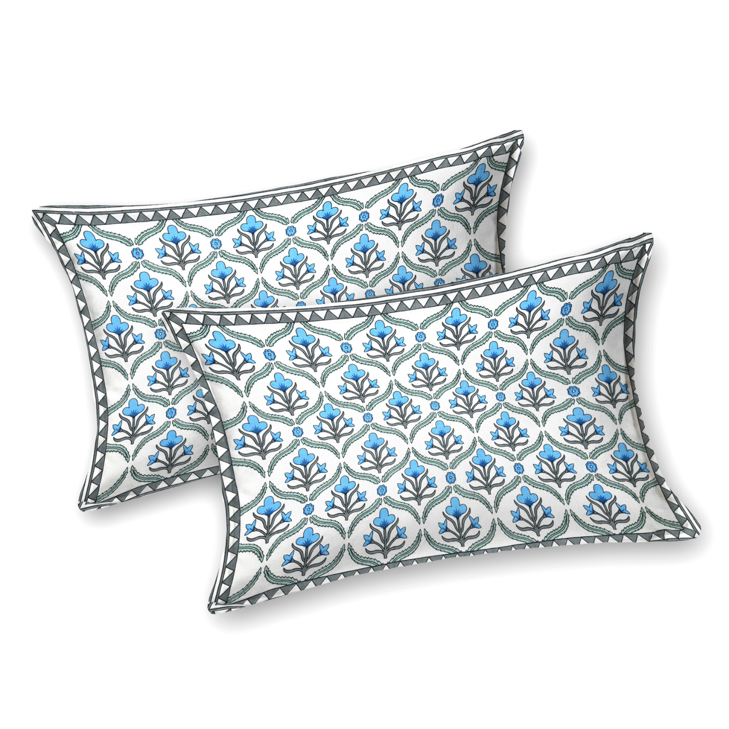 Kalakriti Indigo Charm Pure Cotton Double Bedsheet with 2 Pillow Covers