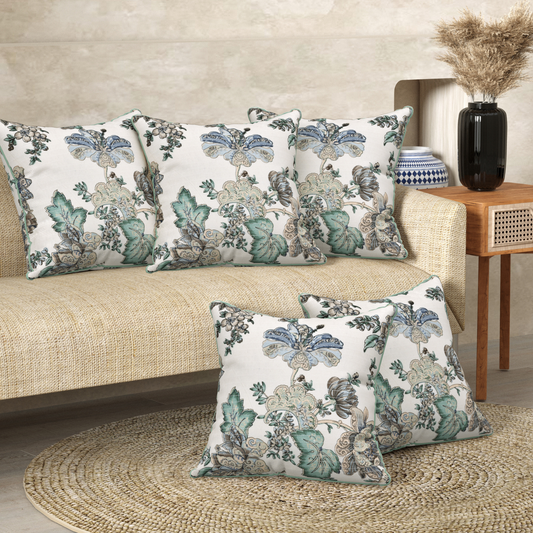 Icy Bloom Anokhi Cotton Cushion Covers - 16x16 Inches