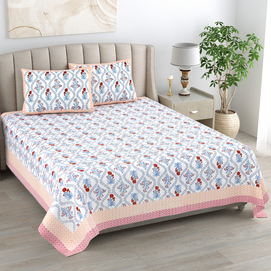 Kalakriti Pine Grove Pure Cotton Double Bedsheet with 2 Pillow Covers