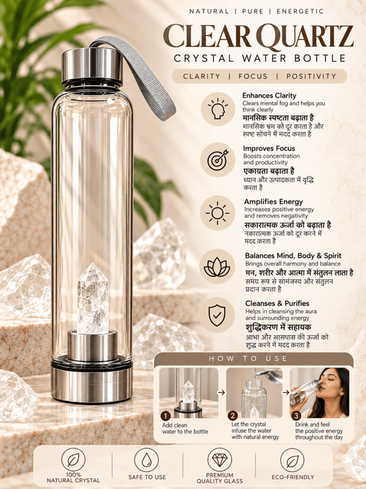 Clear Quartz Crystal Energy Water Bottle