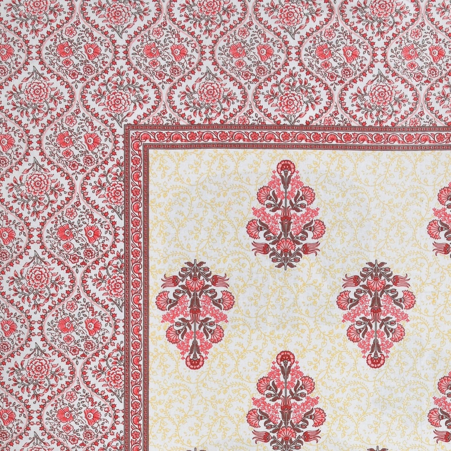 Royal Blossom Sanganeri Single Bedsheet with 1 Pillow Cover Printed Flat Bed Sheet (60" x 90")