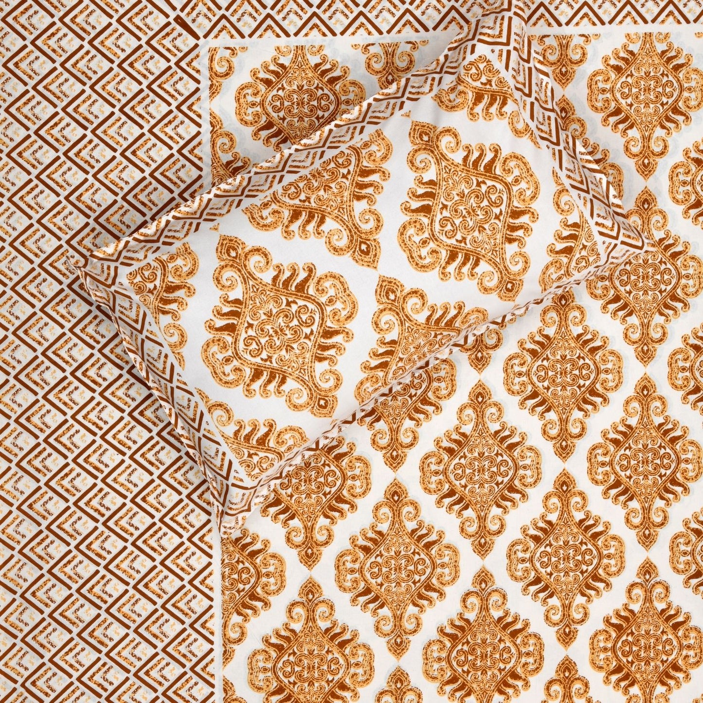 Leafy Medley Sanganeri Single Bedsheet with 1 Pillow Cover Printed Flat Bed Sheet (60" x 90")