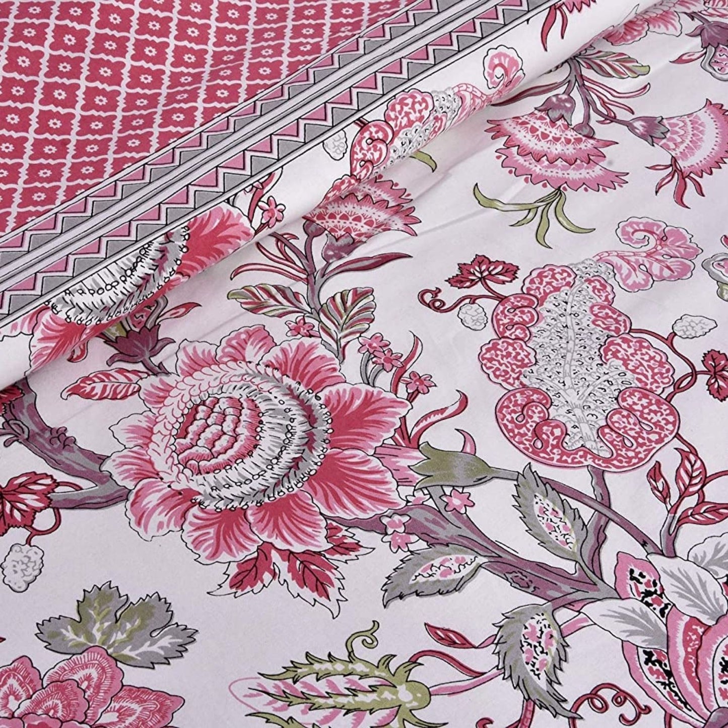 Pink Patang – Ethnic Jaipuri Printed Bedsheet Set with Pillow Covers