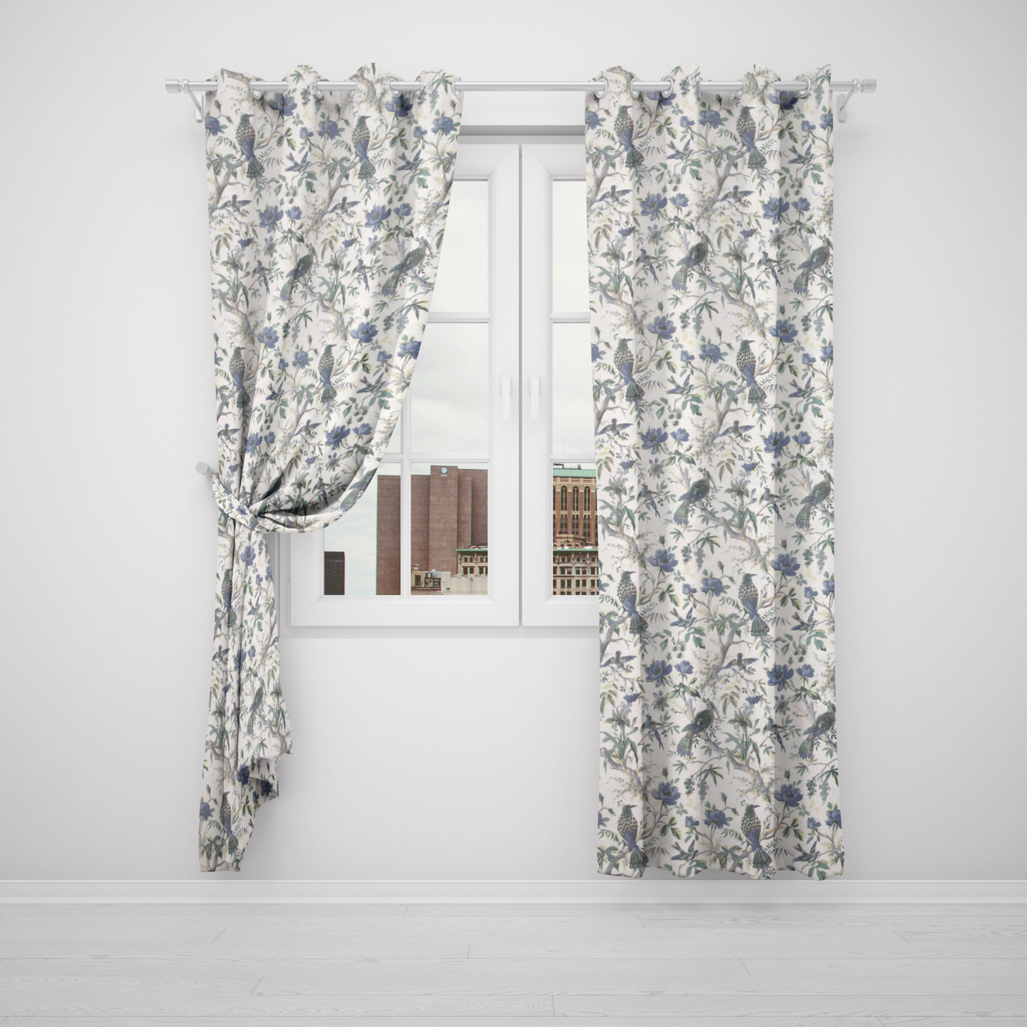 BLUEBIRD BOTANICA ANOKHI HOME WINDOW CURTAIN 7 FEET LONG X 3.75 WIDTH