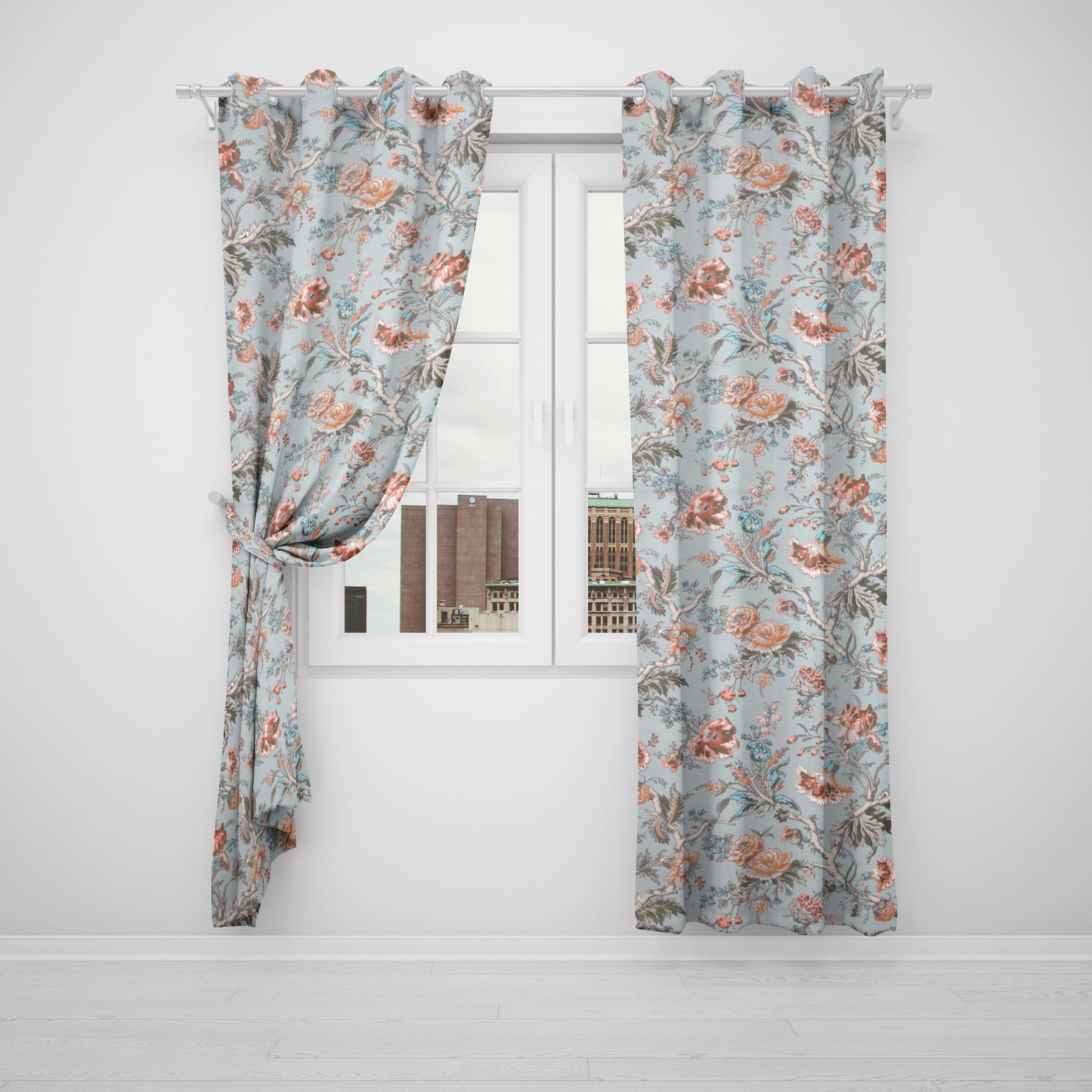 CORAL SKY ANOKHI HOME WINDOW CURTAIN 7 FEET LONG X 3.75 WIDTH
