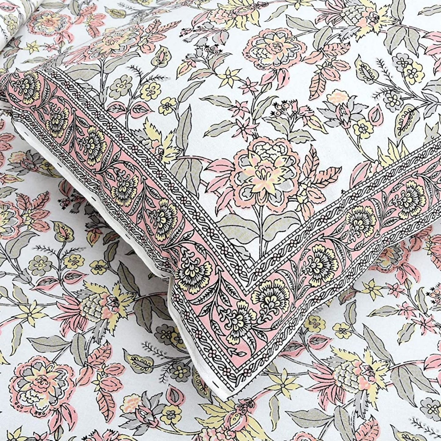 Rangrez Bloom – Ethnic Jaipuri Printed Bedsheet Set with Pillow Covers