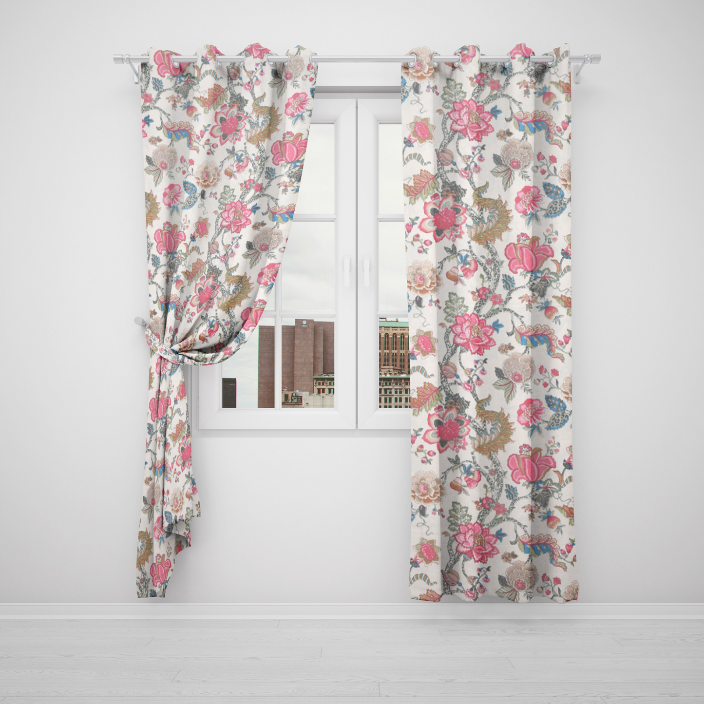 FLORAL FIESTA ANOKHI HOME WINDOW CURTAIN 7 FEET LONG X 3.75 WIDTH