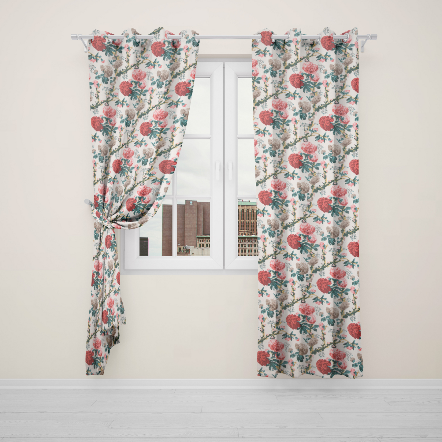 ROSETTE BLOOM ANOKHI HOME WINDOW CURTAIN 7 FEET LONG X 3.75 WIDTH