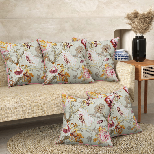 Gulaabo Bagh Anokhi Cotton Cushion Covers - 16x16 Inches