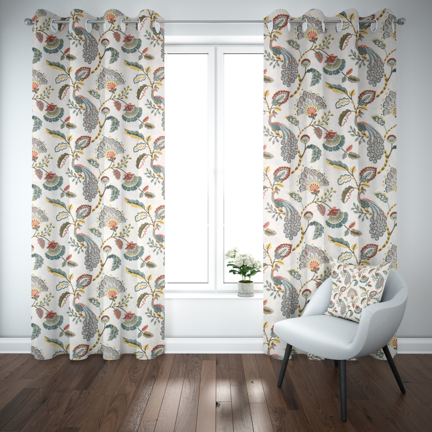 PAISLEY CHARM ANOKHI HOME WINDOW CURTAIN 9 FEET LONG X 3.75 WIDTH PAIR