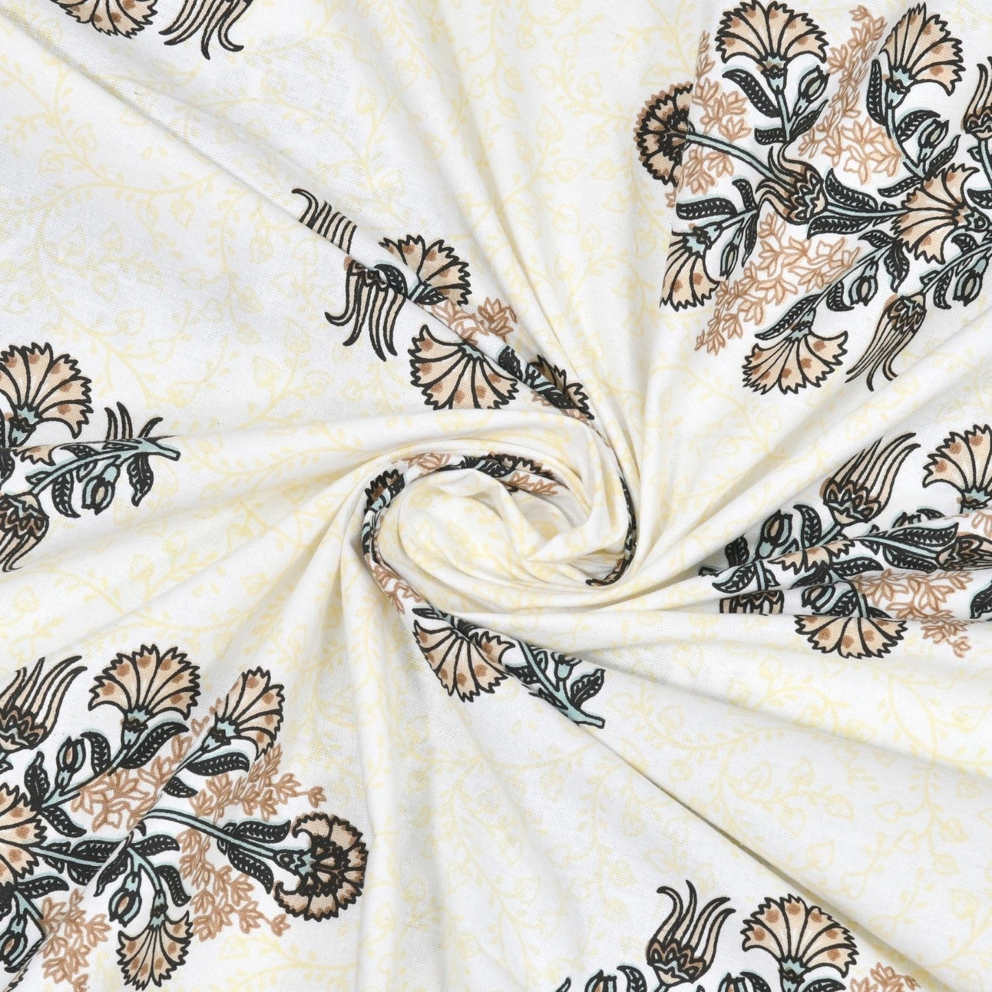 Green Garden Glory Sanganeri Single Bedsheet with 1 Pillow Cover Printed Flat Bed Sheet (60" x 90")