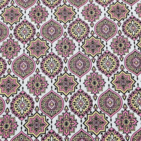 Rosy Royalty – Ethnic Jaipuri Printed Bedsheet Set with Pillow Covers