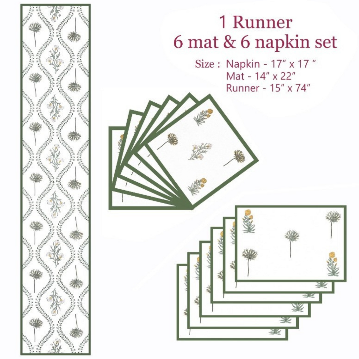 Olive Whisper Table Mat Set