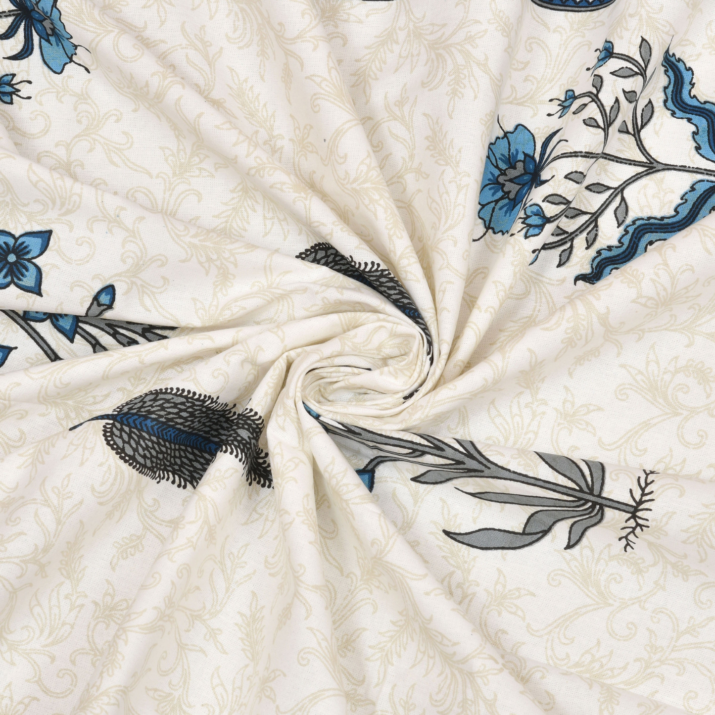 Gulmohar Earthy Whispers Pure Cotton Double Bedsheet with 2 Pillow Covers