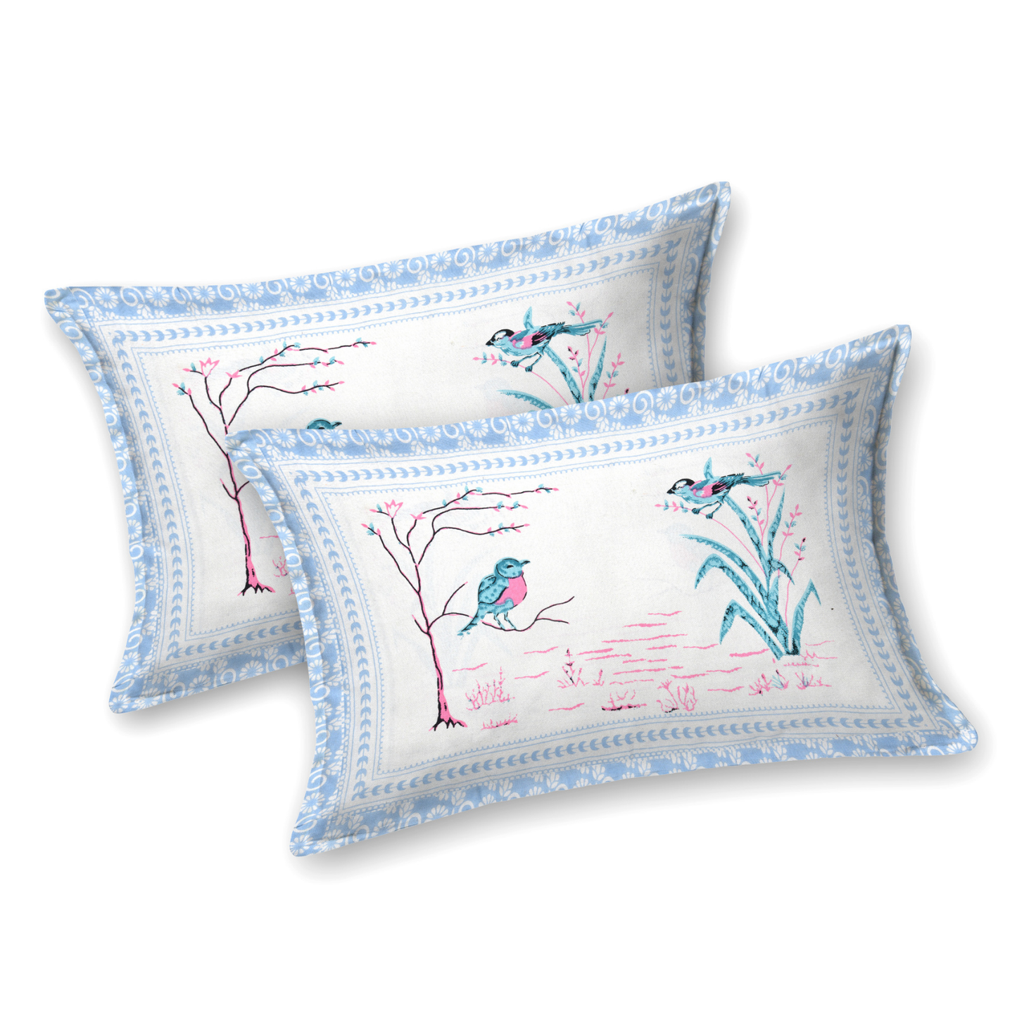 Kalakriti Neelkanth Serenity Pure Cotton Double Bedsheet with 2 Pillow Covers