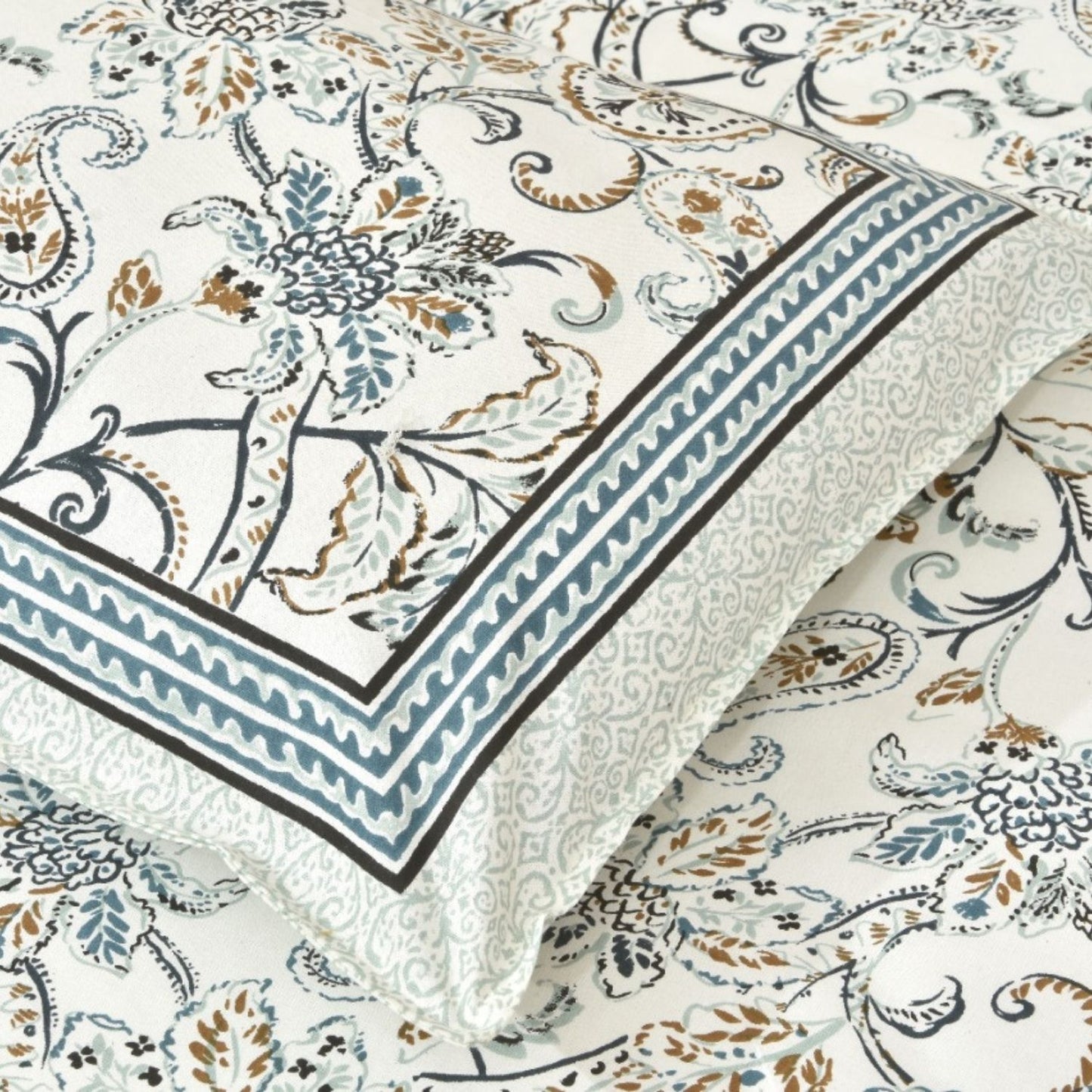 Peacock Breeze Sanganeri Single Bedsheet with 1 Pillow Cover Printed Flat Bed Sheet (60" x 90")