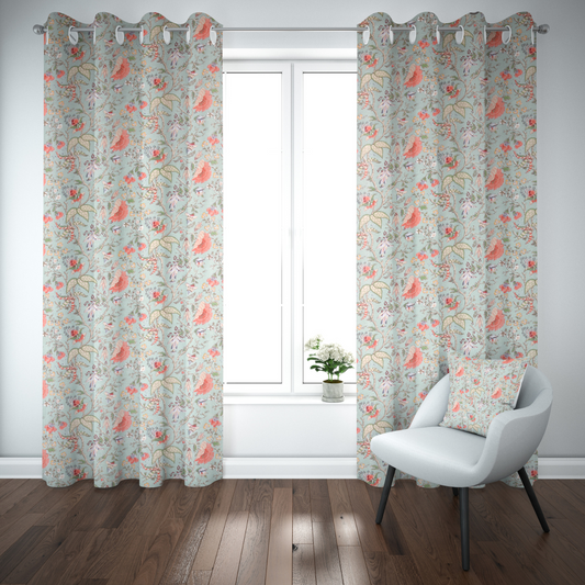 SOFT PETAL ANOKHI HOME WINDOW CURTAIN 9 FEET LONG X 3.75 WIDTH PAIR