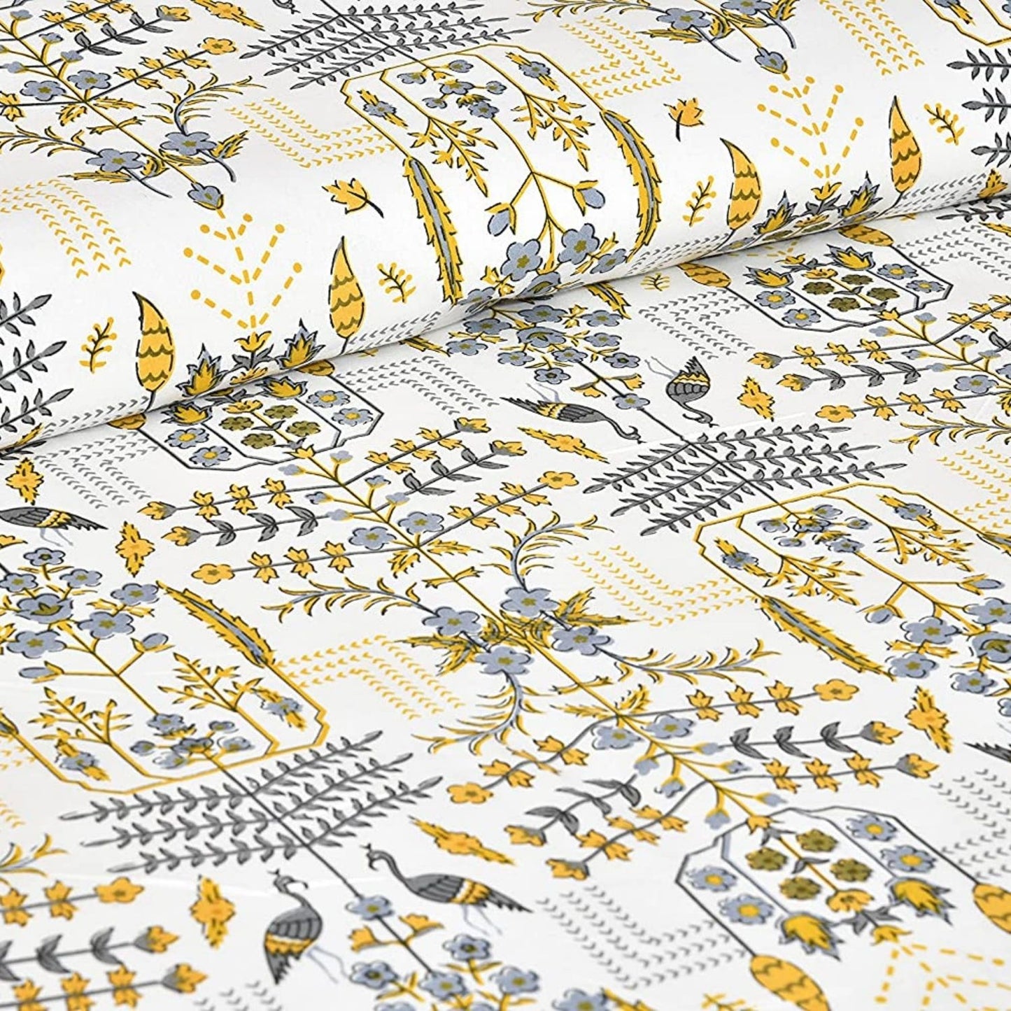 Vintage Vines Sanganeri Single Bedsheet with 1 Pillow Cover Printed Flat Bed Sheet (60" x 90")