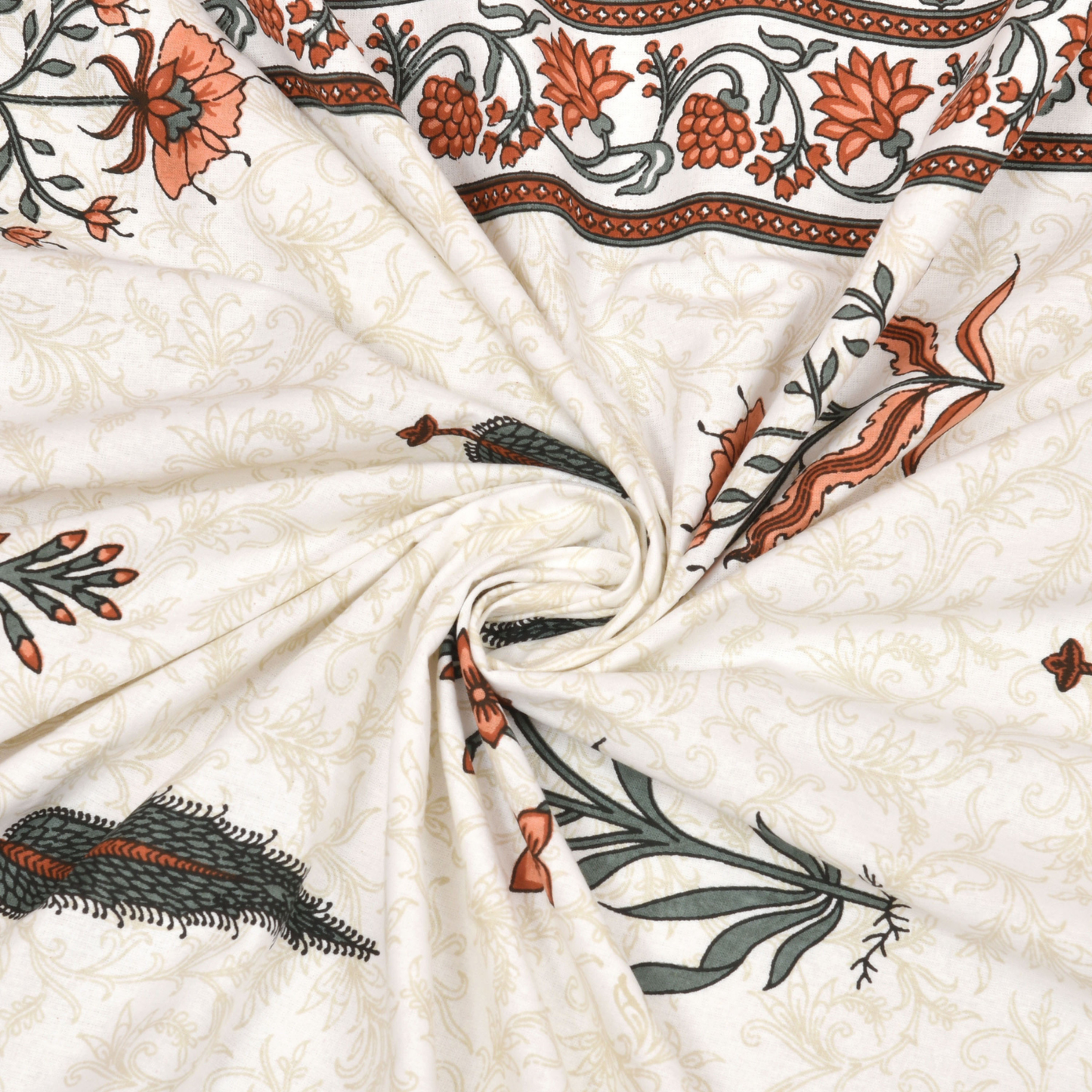 Gulmohar Blush Botanics Pure Cotton Double Bedsheet with 2 Pillow Covers