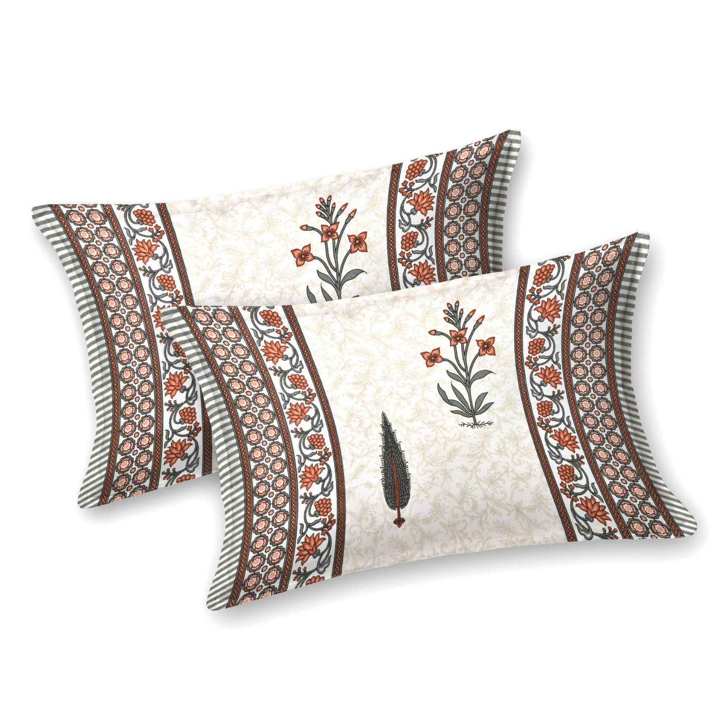 Gulmohar Blush Botanics Pure Cotton Double Bedsheet with 2 Pillow Covers