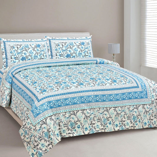 Haveli Romance – Ethnic Jaipuri Printed Bedsheet Set with Pillow Covers