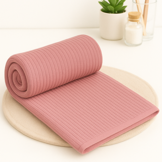 Rosewood Pink - Solid Waffle Cotton Soft Towel Set : 1 Bath Towel and 2 Hand Towels