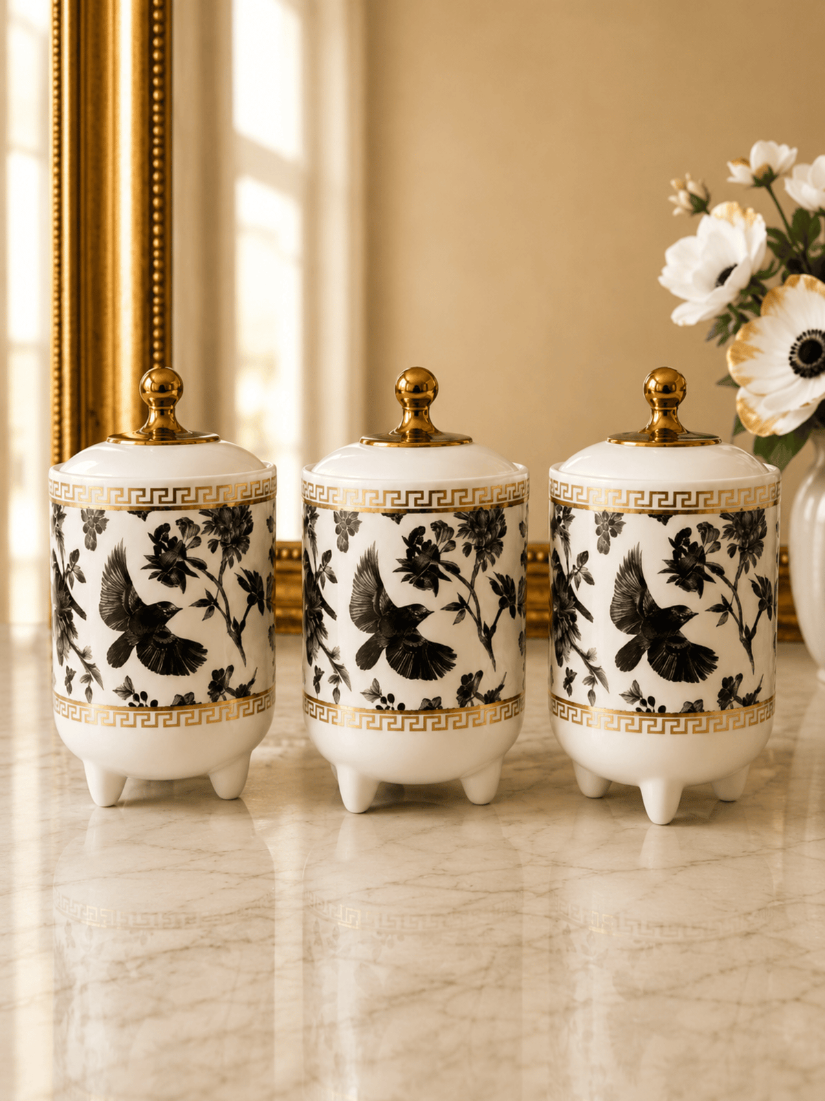 Golden Bird Storage Jar Set