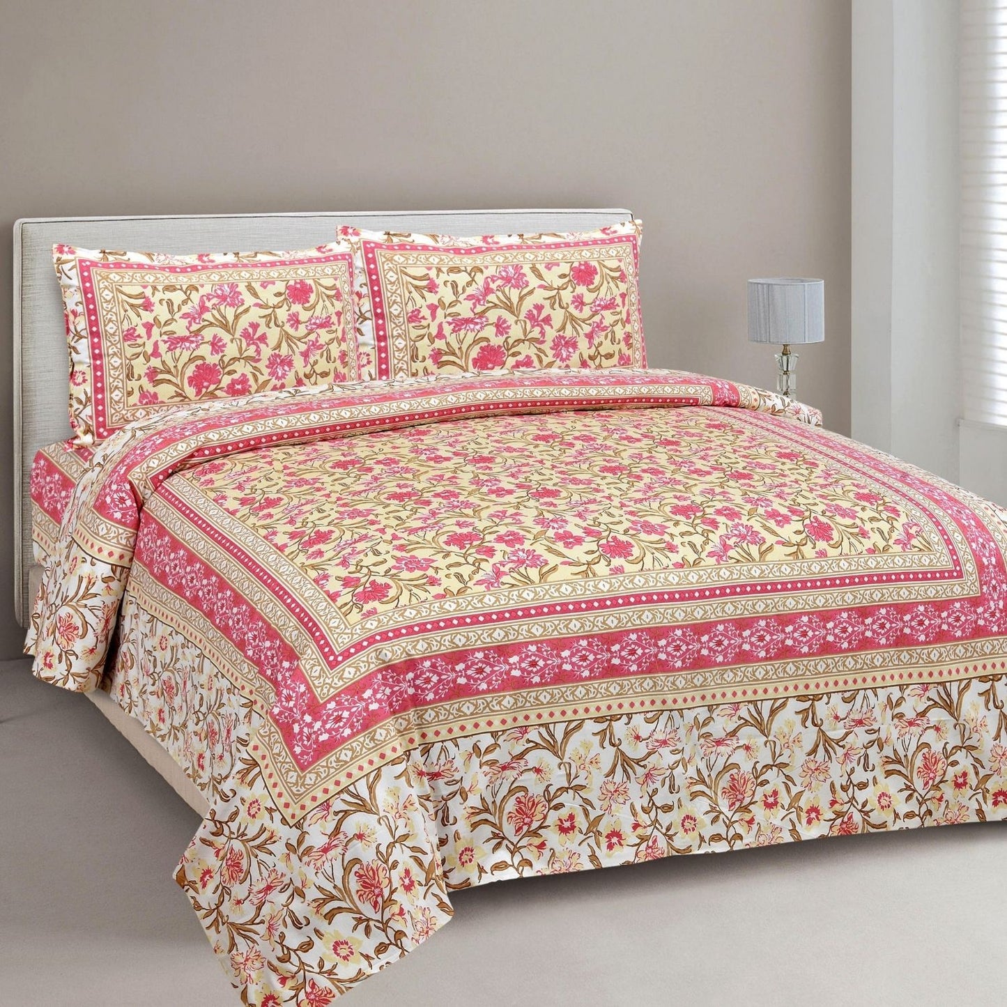 Parampara Print – Ethnic Jaipuri Printed Bedsheet Set with Pillow Covers
