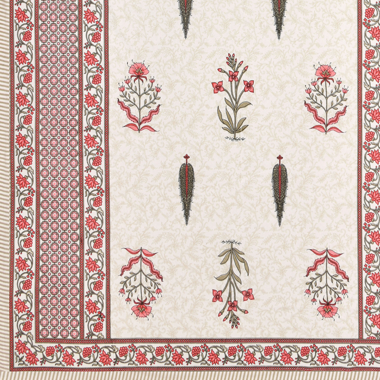 Gulmohar Madhubani Mist Pure Cotton Double Bedsheet with 2 Pillow Covers