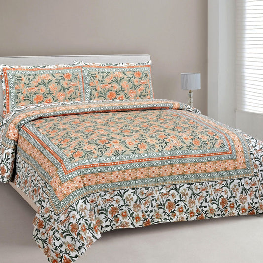 Gulistan Garden – Ethnic Jaipuri Printed Bedsheet Set with Pillow Covers