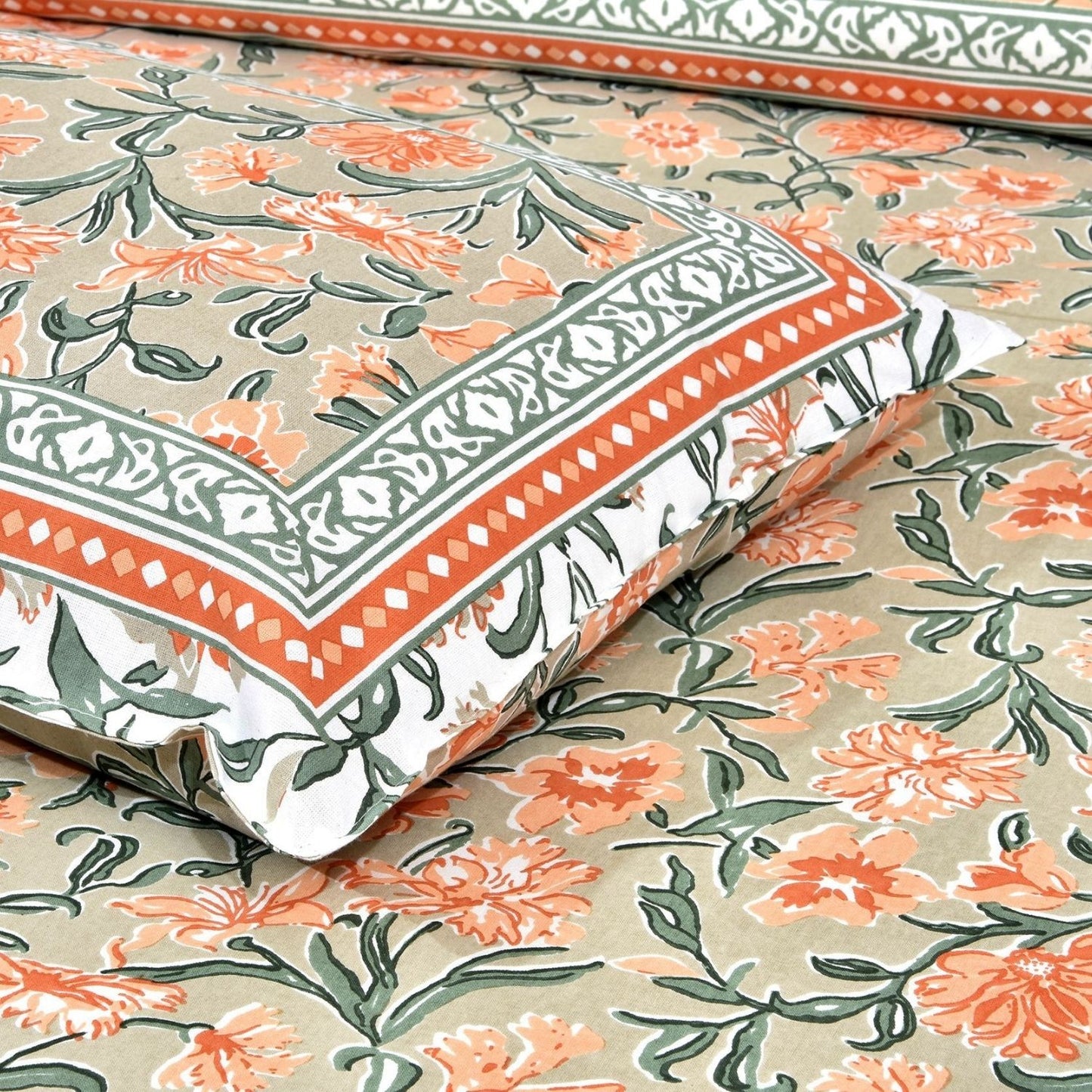 Gulistan Garden – Ethnic Jaipuri Printed Bedsheet Set with Pillow Covers