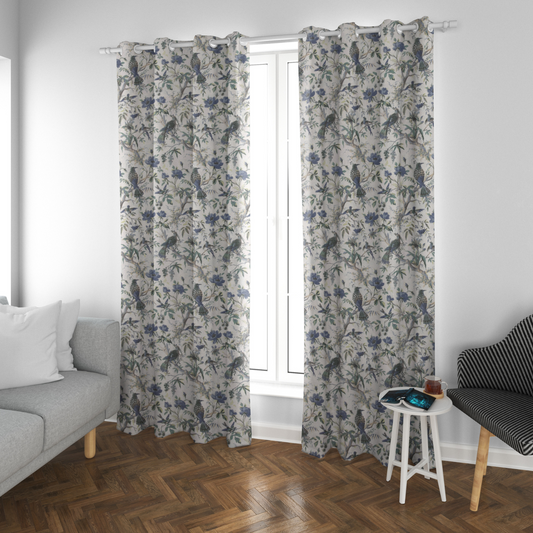 BLUEBIRD BOTANICA ANOKHI HOME WINDOW CURTAIN 7 FEET LONG X 3.75 WIDTH