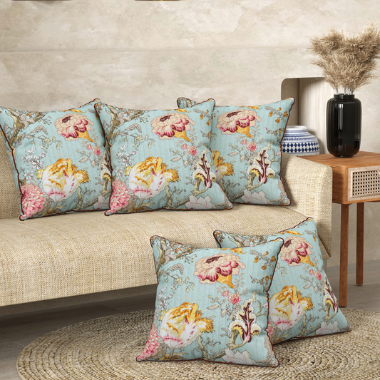 Gulrangi Baithak Anokhi Cotton Cushion Covers - 16x16 Inches