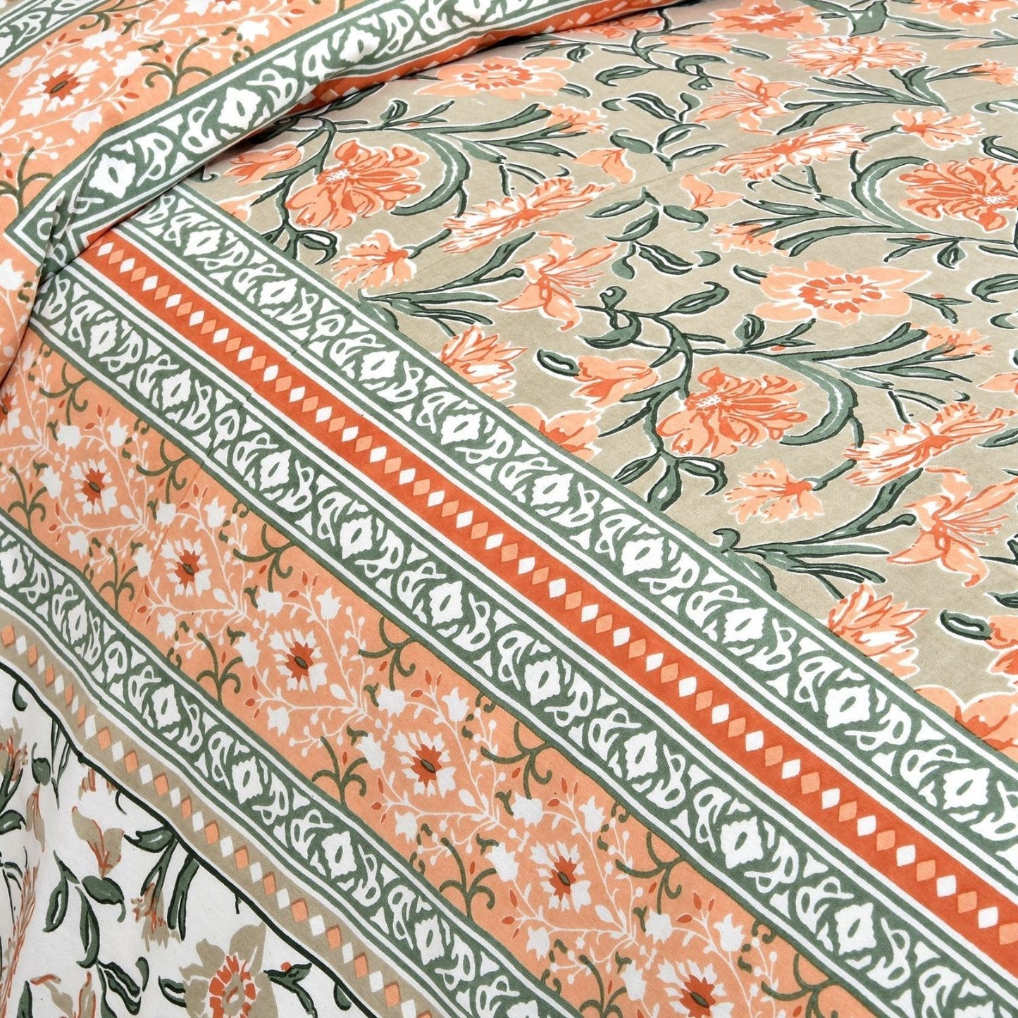 Gulistan Garden – Ethnic Jaipuri Printed Bedsheet Set with Pillow Covers