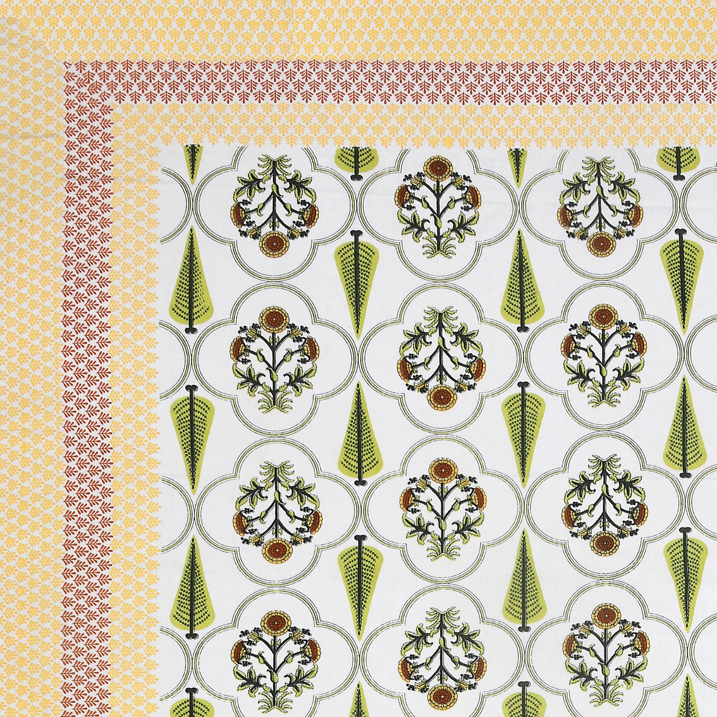 Kalakriti Lemon Laurel Pure Cotton Double Bedsheet with 2 Pillow Covers